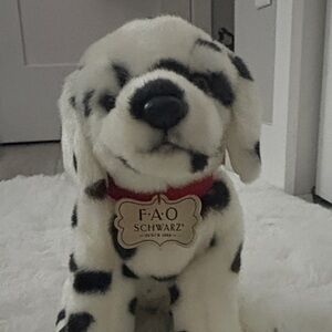 FAO Schwarz Spotted Plush Dalmatian Dog Toy - Black and White